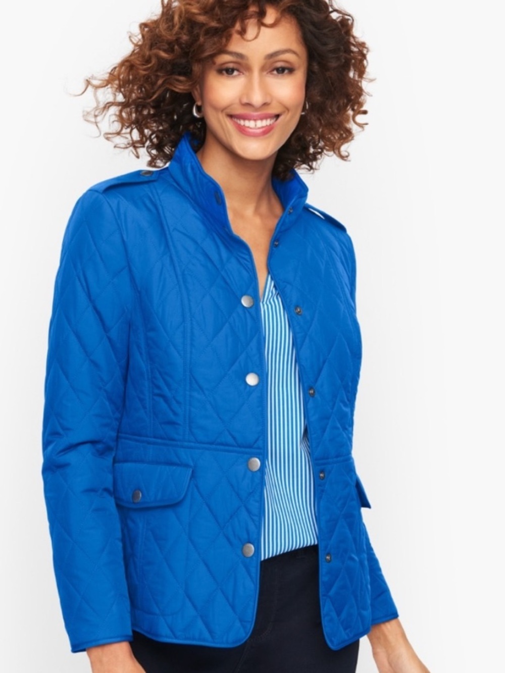Talbots Quilted Royal Blue Utility Jacket